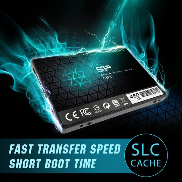Silicon Power SP480GBSS3S55S25 Slim S55 SSD, 480 GB, 2.5", SATA3, 6 Gbit/s, SLC, 560/ 500 MB/s, Blue - Afbeelding 3