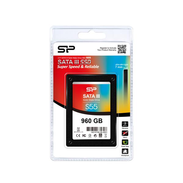Silicon Power SP960GBSS3S55S25 Slim S55 SSD, 960 GB, 2.5", SATA3, 6 Gbit/s, SLC, Blue - Afbeelding 2