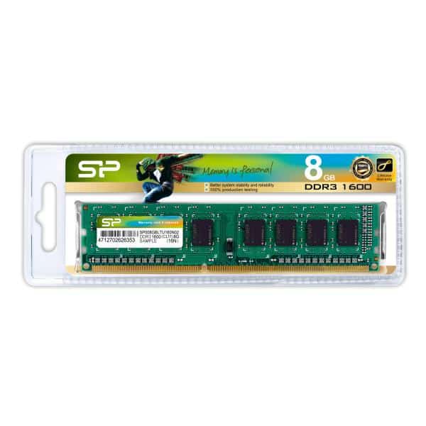 Silicon Power SP008GBLTU160N02, DIMM, 1x 8 GB, DDR3, 1600 MHz, 240-pin, CL11, 512x8x16 - Afbeelding 2
