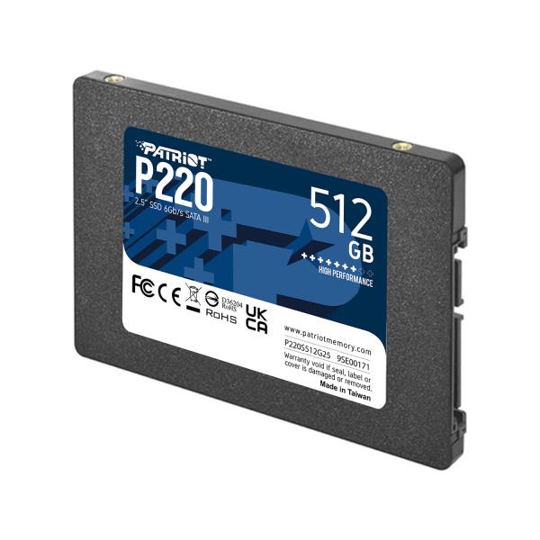 Patriot P220S512G25 P220 SSD, 512 GB, 2.5" SATA3, 6 Gbps - Afbeelding 2