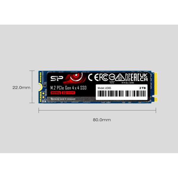 Silicon Power SP01KGBP44UD8505 UD85 SSD, 1000 GB, M.2, PCIe Gen 4x4, 3600 MB/s, 3D NAND, HBM - Afbeelding 4