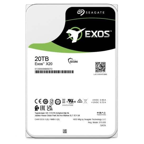 Seagate Enterprise Exos X20 interne harde schijf 20 TB 7200 RPM 3.5" SATA III