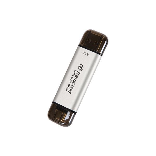 Transcend TS1TESD310S ESD310S External SSD, 1TB, USB 10Gbps, Type C/A, 1050 MB/s, Silver - Afbeelding 2