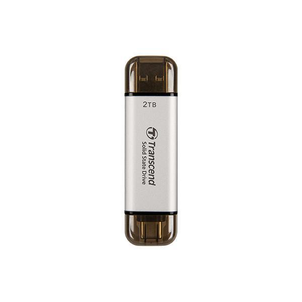 Transcend TS2TESD310S ESD310S External SSD, 2TB, USB 10Gbps, Type C/A, 1050 MB/s, Silver