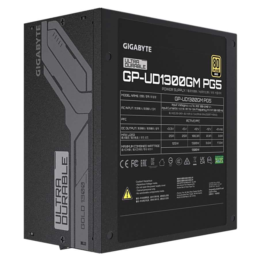 GIGABYTE UD1300GM PG5 power supply unit 1300 W 20+4 pin ATX ATX Zwart - Afbeelding 6
