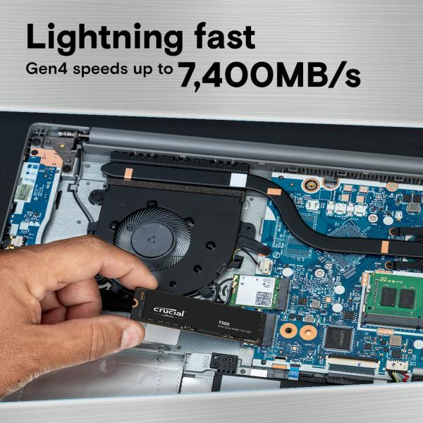Crucial CT500T500SSD8 T500 SSD, 500 GB, M.2 2280, PCIe 4.0 NVMe, 7300/ 6800 MB/s, No HS - Afbeelding 2