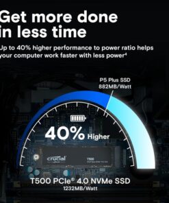 Crucial CT1000T500SSD8 T500 SSD, 1 TB, M.2 2280, PCIe 4.0 NVMe, 7300/ 6800 MB/s, No HS - Afbeelding 5