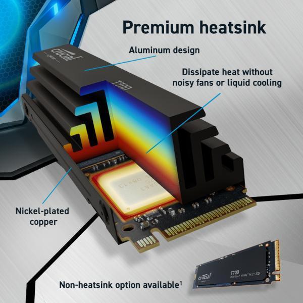 Crucial CT2000T700SSD3 T700 SSD, 2TB, M.2 PCIe Gen 5 NVMe, 3D NAND, 11800/ 12400 MB/s, No Heatsink - Afbeelding 3