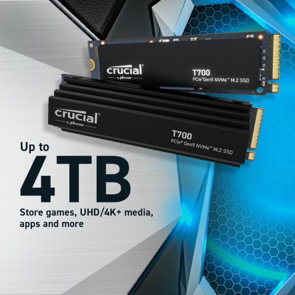 Crucial CT2000T700SSD3 T700 SSD, 2TB, M.2 PCIe Gen 5 NVMe, 3D NAND, 11800/ 12400 MB/s, No Heatsink - Afbeelding 4