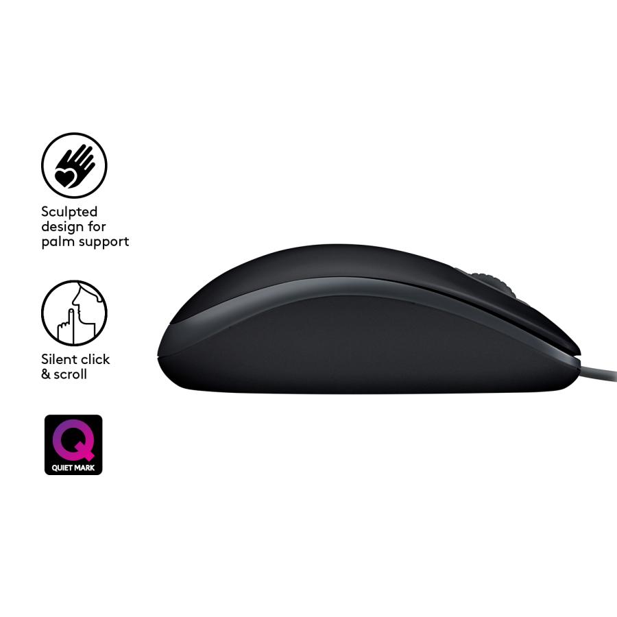 Logitech 910-005508 B110 Silent, Ambidextrous, Optical, USB Type-A, 1000 DPI, Black - Afbeelding 5