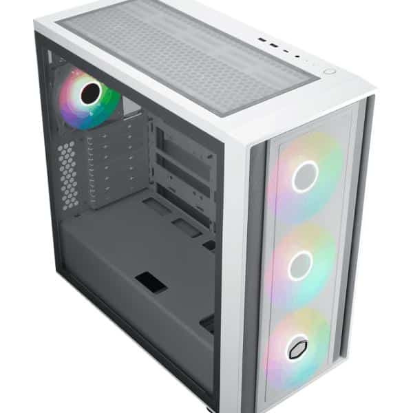 Cooler Master MB600-WGNN-S00 MasterBox 600 White, TG, eATX, 3x 140mm ARGB, 1x 120mm, USB3.2 Gen2 - Afbeelding 2