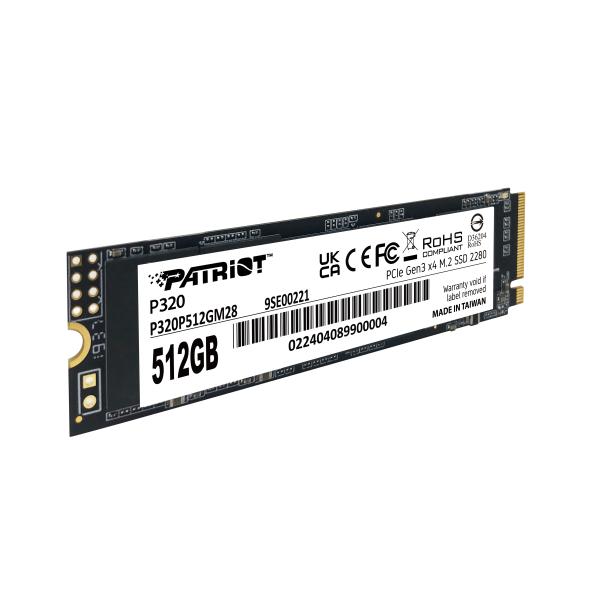 Patriot P320P512GM28 P320 PCIe M.2 INTERNAL SSD, 512 GB, M.2 2280, PCIe Gen 3x4, 3000/2200 MB/s - Afbeelding 3