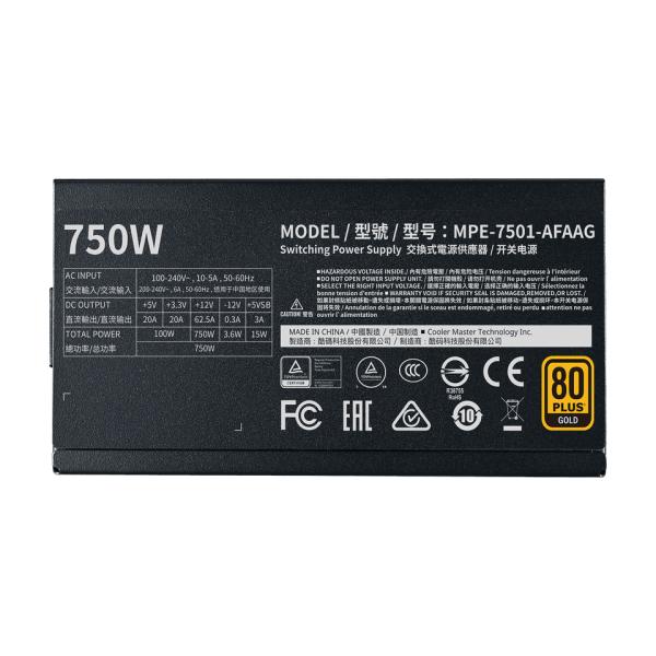 Cooler Master MPE-7501-AFAAG-3EEU MWE Gold 750 V2 ATX3.1, 750W, 90% @Typical, Fully modular, 120mm - Afbeelding 3