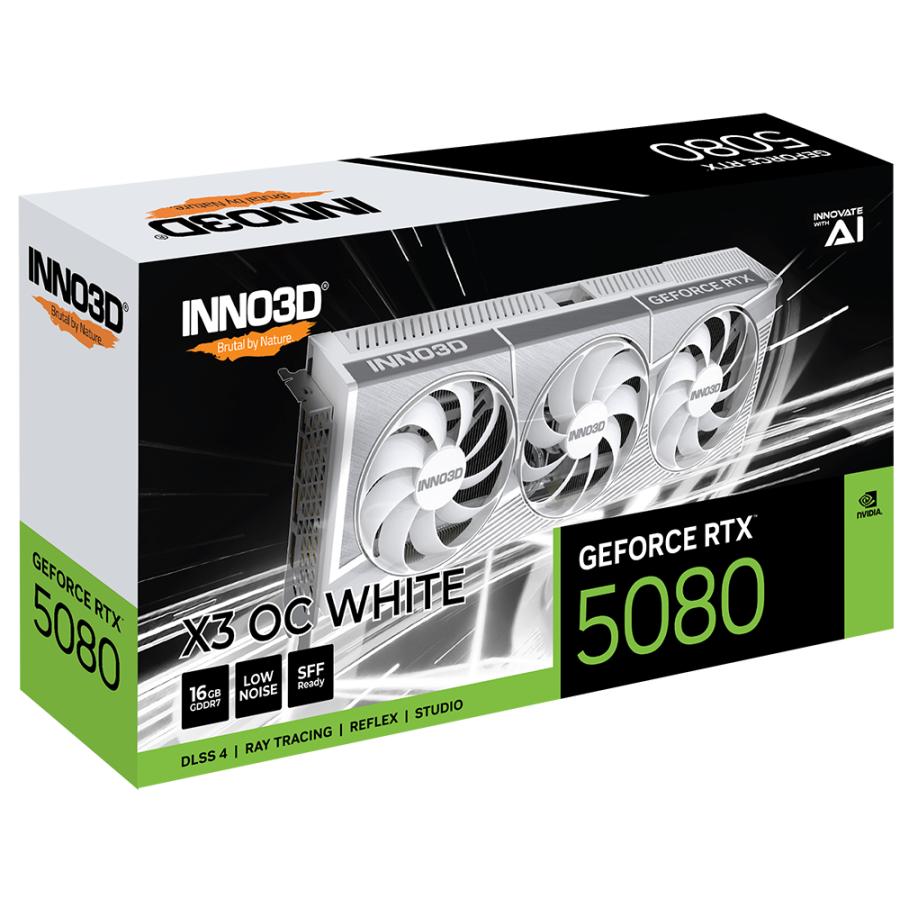 INNO3D N50803-16D7X-17605211 GEFORCE RTX 5080 X3 OC WHITE, ATX, 16 GB, GDDR7, 256-bit, PCIe 5, 360W - Afbeelding 2