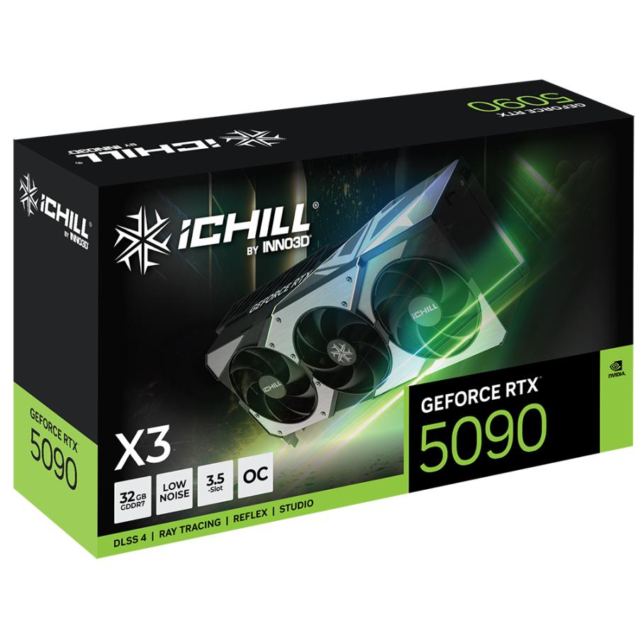 INNO3D C50903-32D7X-175967H GEFORCE RTX 5090 ICHILL X3, ATX, 32GB, GDDR7, 512-bit, 1792 GB/sec - Afbeelding 2