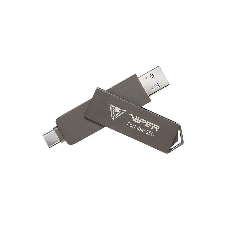 Patriot PVP30512G28UDG PVP30 Duo Compact Portable SSD, 512GB, USB Type-C/A, PCIe, 1,000 MB/s, Black - Afbeelding 2