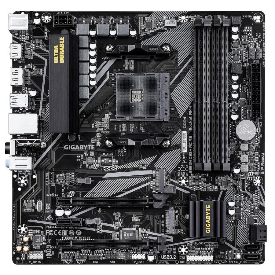 GIGABYTE B550M DS3H AC R2 moederbord AMD B550 Socket AM4 micro ATX - Afbeelding 3