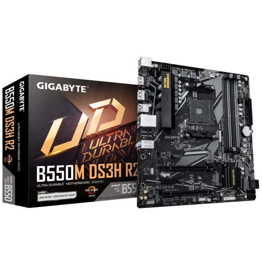 GIGABYTE B550M DS3H R2 moederbord AMD B550 Socket AM4 micro ATX - Afbeelding 2