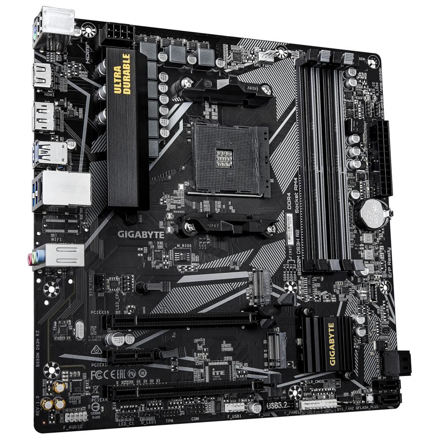 GIGABYTE B550M DS3H R2 moederbord AMD B550 Socket AM4 micro ATX - Afbeelding 4