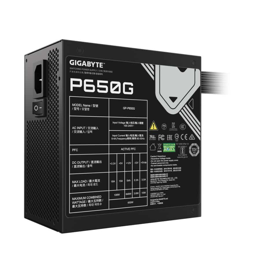 GIGABYTE GP-P650G power supply unit 650 W 20+4 pin ATX Zwart - Afbeelding 5