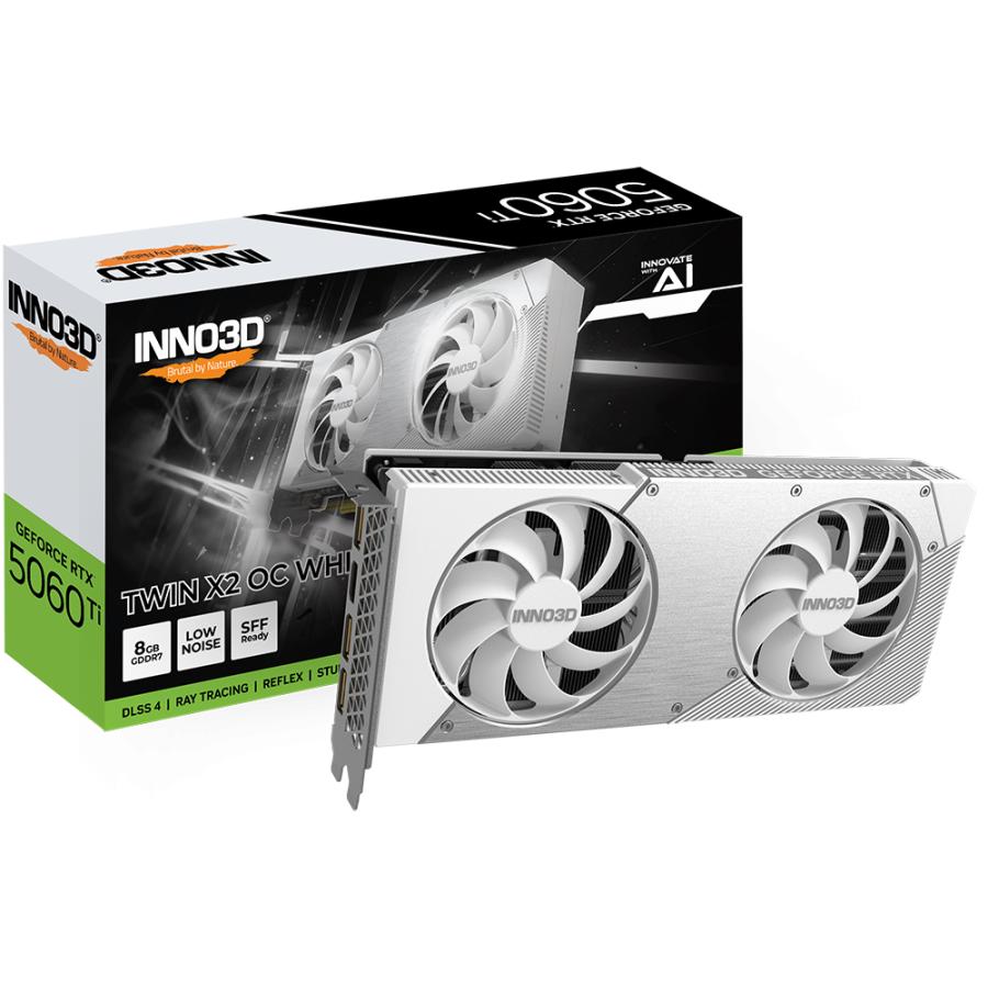 INNO3D N506T2-08D7X-193075W INNO3D GeForce RTX™ 5060 Ti 8GB TWIN X2 OC WHITE