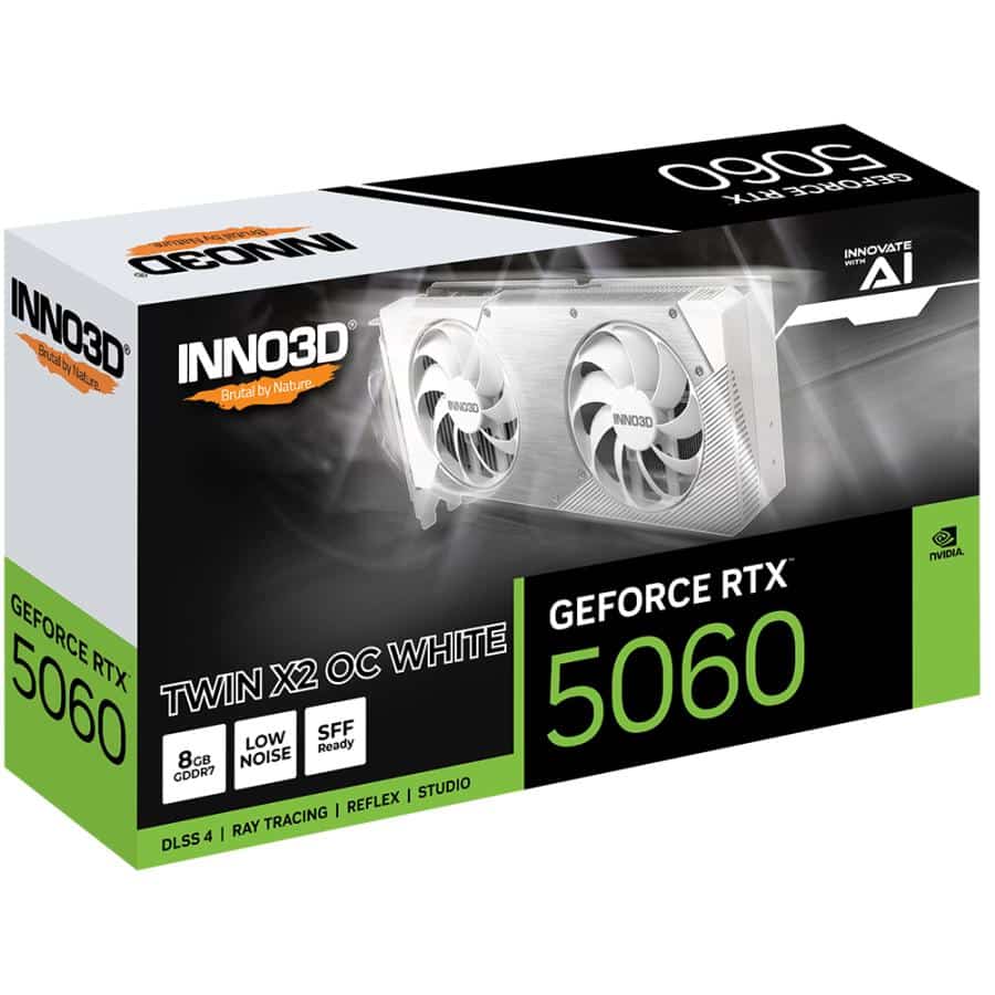 INNO3D N50602-08D7X-195070W INNO3D GEFORCE RTX 5060 8GB TWIN X2 OC WHITE, 8 GB, GDDR7, 128-bit - Afbeelding 3