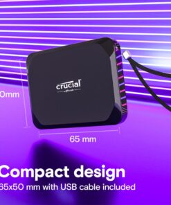 Crucial CT1000X9SSD9 X9 Portable SSD, 1 TB, USB Type-C, USB 3.2 Gen 2, 1050 MB/s, Black - Afbeelding 5