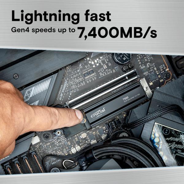 Crucial CT2000T500SSD8 T500 SSD, 2 TB, M.2, PCIe Gen4, NVMe, 3D NAND, 7400/ 7000 MB/s - Afbeelding 2