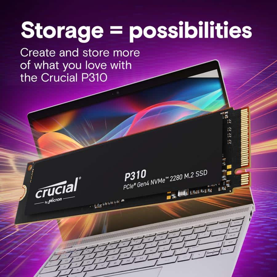 Crucial CT1000P310SSD8 P310 SSD, 1 TB, M.2 PCIe Gen4 NVMe, 3D NAND, 7100/ 6000 MB/s - Afbeelding 5