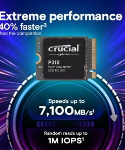 Crucial CT1000P310SSD2 P310 SSD P310 SSD, 1 TB, M.2 2230, PCIe Gen4 NVMe, 3D NAND, 7100/ 6000 MB/s - Afbeelding 2