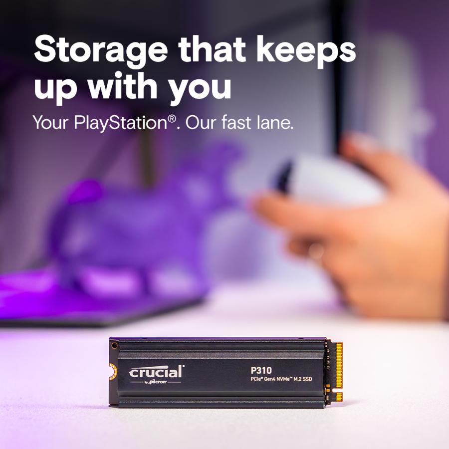 Crucial CT1000P310SSD5 P310 SSD, 1 TB, M.2 PCIe Gen4 NVMe, 3D NAND, 7100/ 6000 MB/s, Heatsink - Afbeelding 5