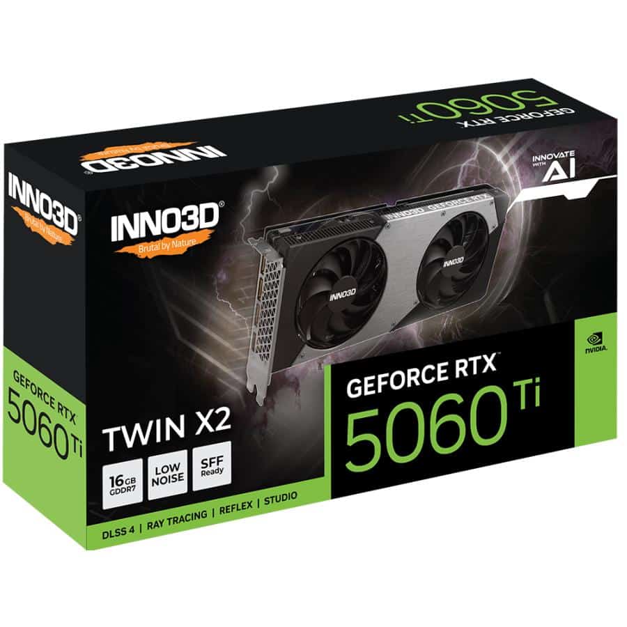 INNO3D N506T2-16D7-191073N GeForce RTX 5060 Ti Twin X2 16GB, 16 GB, GDDR7, 128-bit, 448 GB/s, PCIe5 - Afbeelding 3