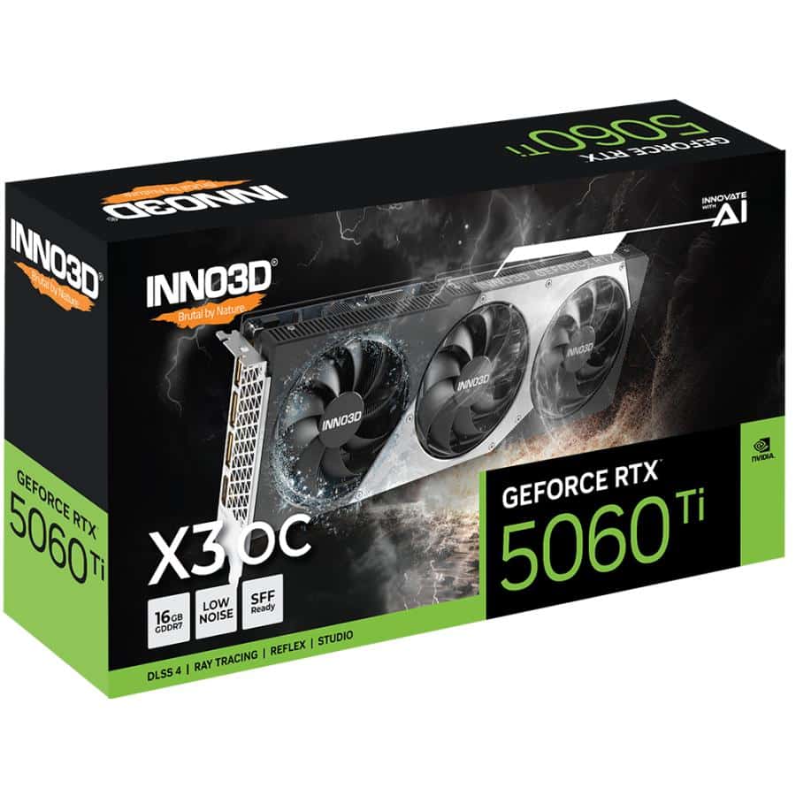 INNO3D N506T3-16D7X-191073L GEFORCE RTX 5060 Ti 16GB X3 OC 16 GB, GDDR7, 128-bit, 448 GB/s - Afbeelding 3