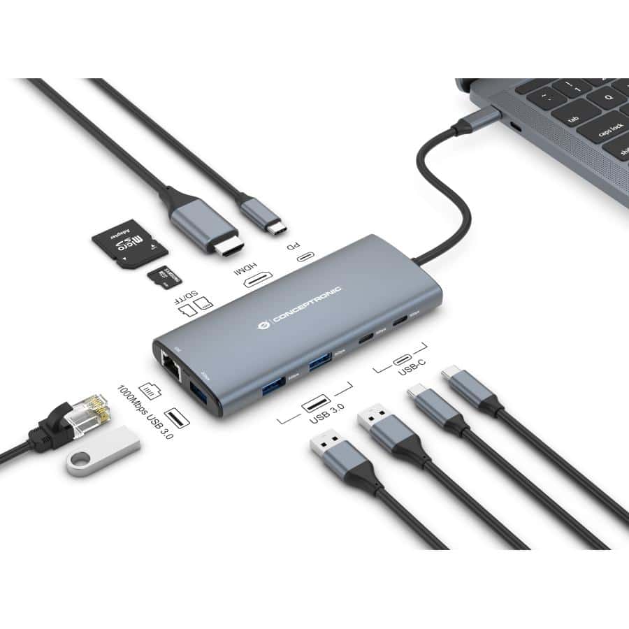 Conceptronic DONN06G Bedraad USB 3.2 Gen 1 (3.1 Gen 1) Type-C Grijs - Afbeelding 6