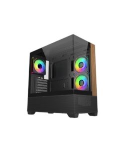 Cooler Master E690-KHNN-S00 Elite 690 WOOD Black, 270° Full-View Tempered Glass, Seamless Bevel