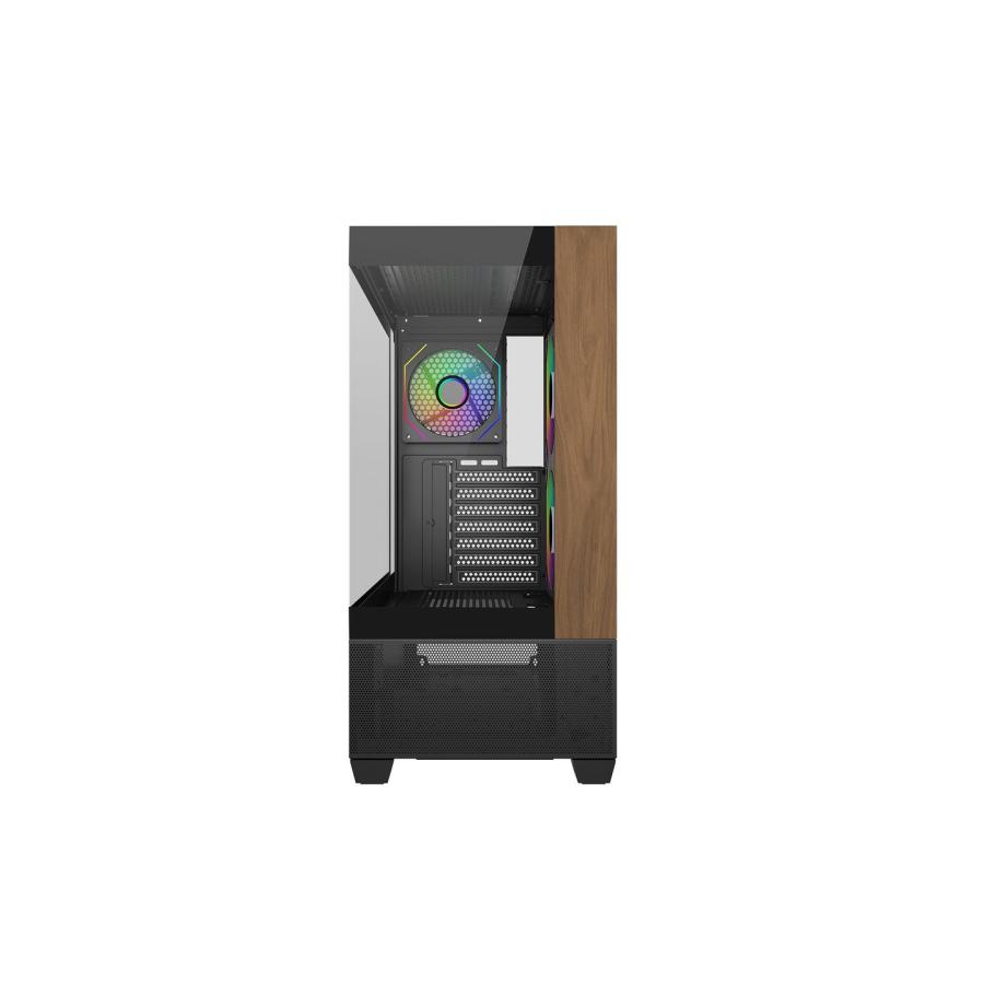 Cooler Master E690-KHNN-S00 Elite 690 WOOD Black, 270° Full-View Tempered Glass, Seamless Bevel - Afbeelding 2