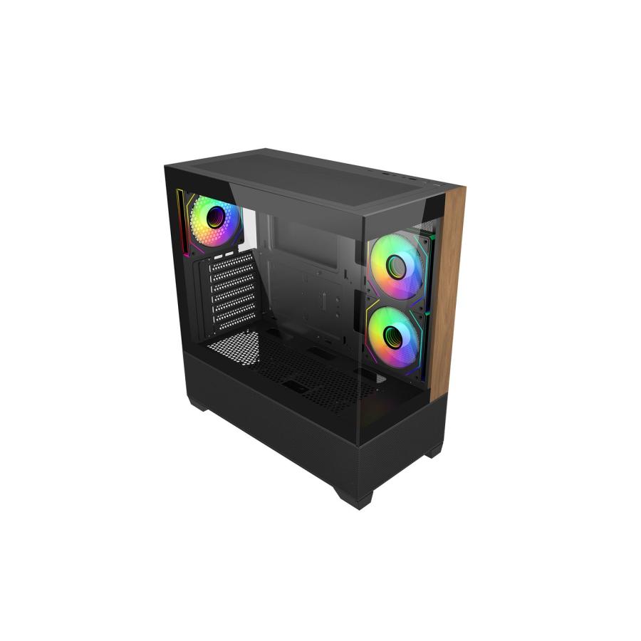 Cooler Master E690-KHNN-S00 Elite 690 WOOD Black, 270° Full-View Tempered Glass, Seamless Bevel - Afbeelding 3