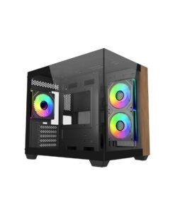 Cooler Master E481-KHNN-S00 Elite 481 WOOD Black, mATX, Front Panel, 70° Full-View Tempered Glass
