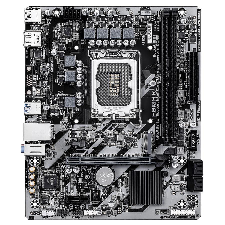 GIGABYTE H810M K moederbord Intel H810 LGA 1851 (Socket V1) micro ATX - Afbeelding 3