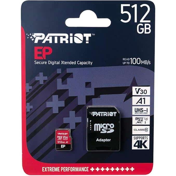 Patriot PEF512GEPEXMCX EP SERIES EXPRESS MICRO SDXC, 512GB, V30, A1, U3, 90 MB/s, W/O adapter - Afbeelding 3