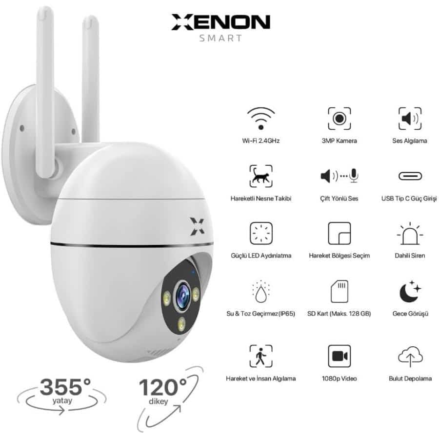 XENON Smart X7266 Smart Camera Outdoor Wi-Fi, FHD, 3 MP, White - Afbeelding 4