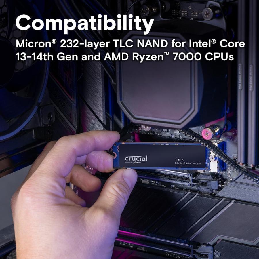 Crucial CT1000T705SSD3 T705 SSD, 1 TB, M.2, MVME, PCIe Gen5, 13600/ 10200 MB/s - Afbeelding 5