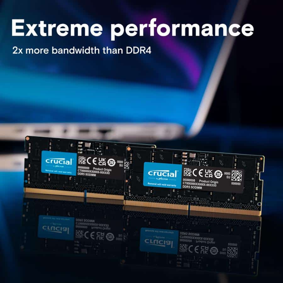 Crucial CT8G48C40S5T SO-DIMM, 8 GB, DDR5, PC4800, CL40 1x8GB, TRAY - Afbeelding 2