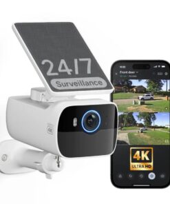 Safemo SC1 SolarCam, 4K UHD Video, 8× Zoom,132° View, Night Vision, Wi-FI 2.4 Ghz, 1.5W solar, Whi