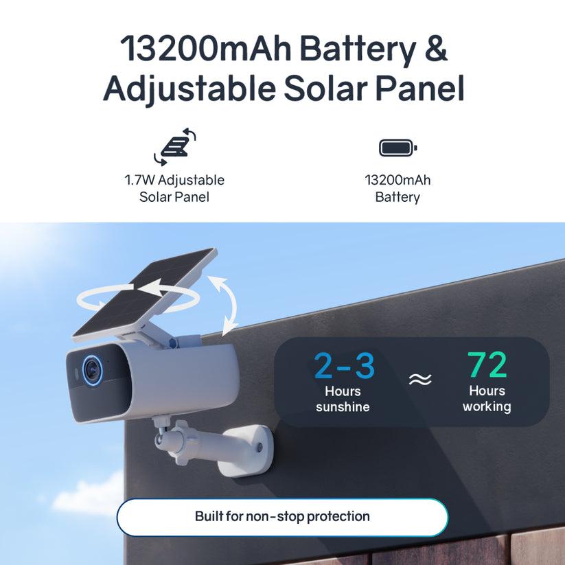 Safemo SC1 SolarCam, 4K UHD Video, 8× Zoom,132° View, Night Vision, Wi-FI 2.4 Ghz, 1.5W solar, Whi - Afbeelding 3