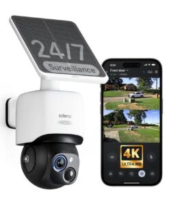 Safemo ST1 SolarCam 4K UHD Video, 8x Zoom,132° View, Night Vision, Wi-FI 2.4 Ghz, 3W solar, White