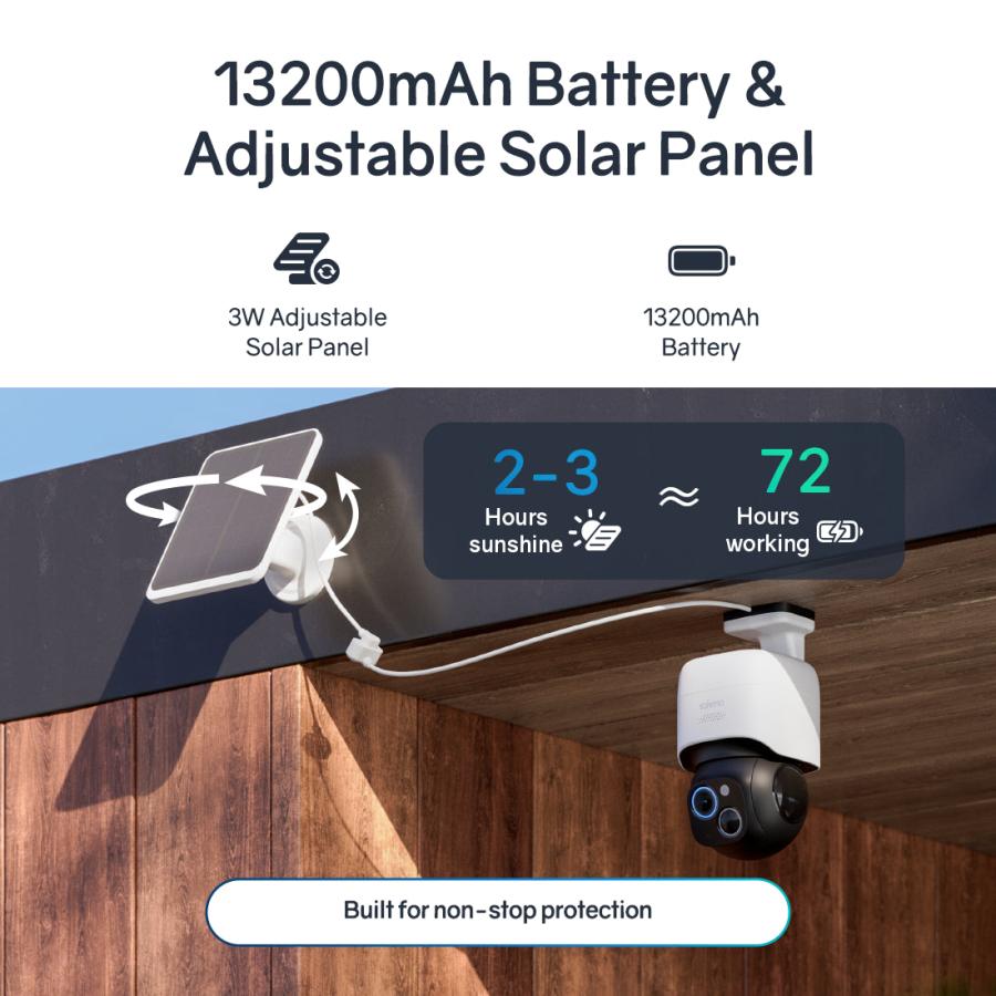 Safemo ST1 SolarCam 4K UHD Video, 8x Zoom,132° View, Night Vision, Wi-FI 2.4 Ghz, 3W solar, White - Afbeelding 3