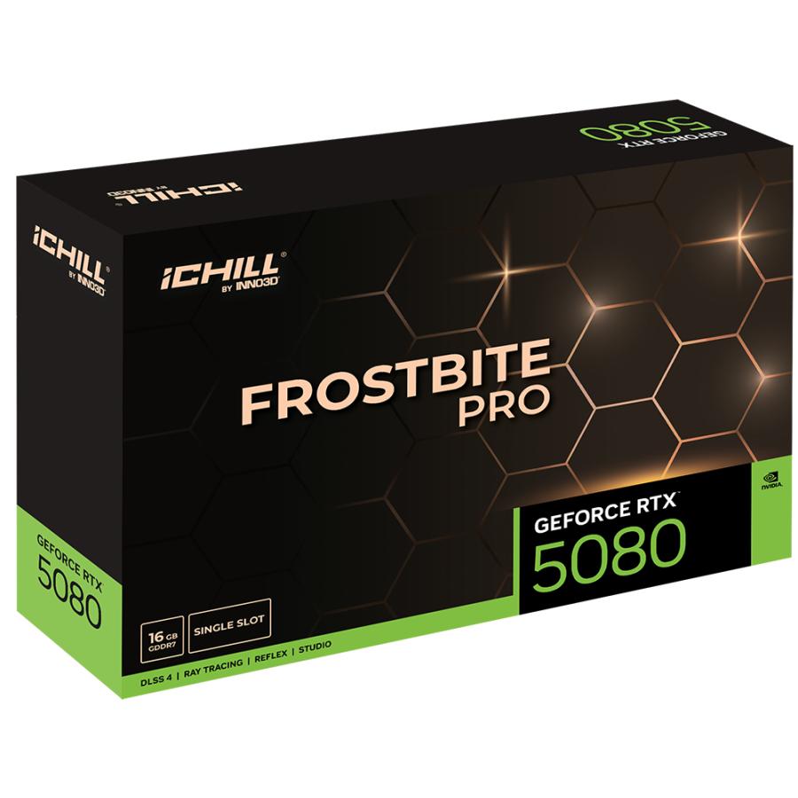INNO3D C50803-16D7X-1760FBP GeForce RTX 5080 iChill FROSTBITE PRO, 16GB, GDDR7, 256-bit, 30Gbps - Afbeelding 2