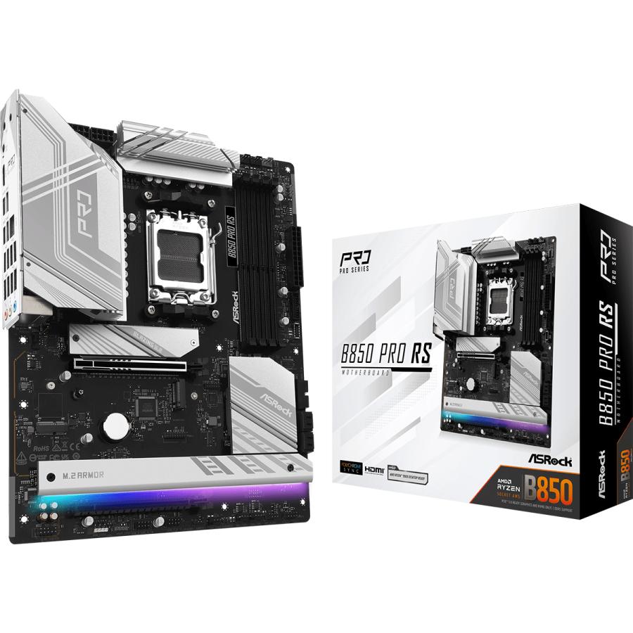 Asrock 90-MXBQK0-A0UAYZ B850 Pro RS, ATX, AMD AM5, B850, DDR5, 4x DIMM DDR5, PCIe 5.0 - Afbeelding 2