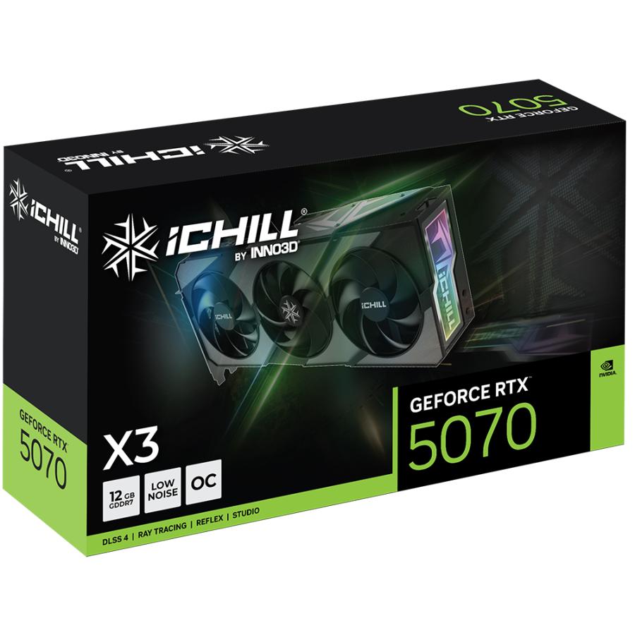 INNO3D C50703-12D7X-195065H GeForce RTX 5070 iChill X3, 12GB GDDR7, 192-bit, 2572, 28Gbps - Afbeelding 3